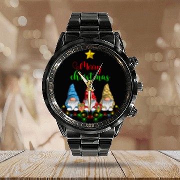 Discover Gnomes Christmas Tree Funny Xmas Holidays Calendar Steel Band Watch