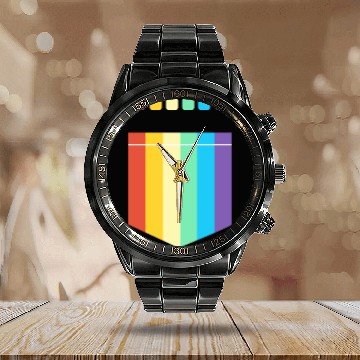 Discover LGBT Rainbow Flag Pocket Design | For Women Men Calendar Steel Band Watch