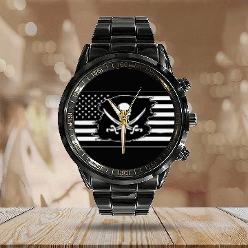 Discover Pirate Centered Flag © WhiteTigerLLC.Com LIKE US Calendar Steel Band Watch