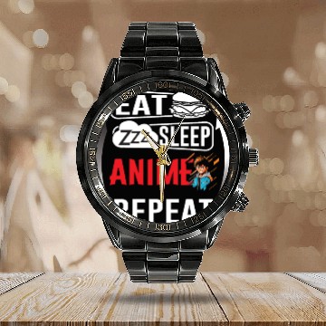 Discover Eat Sleep Anime Repeat Ramen Kawaii Japanese Manga Calendar Steel Band Watch