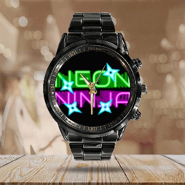 Discover Neon Ninja Festival EDM Music Rave Calendar Steel Band Watch