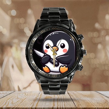 Discover Penguin I'm Cute! Calendar Steel Band Watch