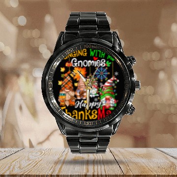 Discover Hanging With My Gnomies Happy Thanksmas Gnomes Calendar Steel Band Watch
