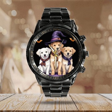 Discover Golden Retriever Halloween Spooky Dog Halloween Calendar Steel Band Watch