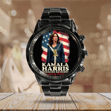 Discover Kamala Harris Breaking Barriers Inspiring Change Calendar Steel Band Watch