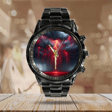 Discover Grey Stormy Evening Calendar Steel Band Watch