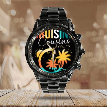 Discover Family Cruise Mediterranean Cruising Cousins Calendar Steel Band Watch