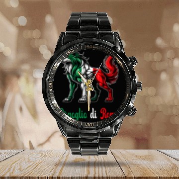 Discover The pride of Rome Italy flag Calendar Steel Band Watch
