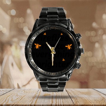 Discover Fireflies Firefly Lightning Bug Insect Collector Calendar Steel Band Watch