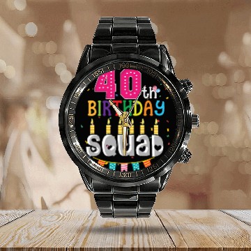 Discover 40th Birthday Squad B-day Party Forty Years Old Calendar Steel Band Watch