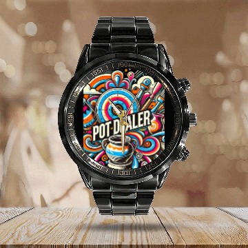 Discover Pot Dealer (Psychedelic) Calendar Steel Band Watch