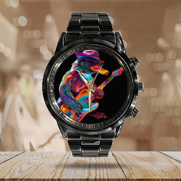 Discover Platypus Mammal Guitar Cowboy Hat Popart Calendar Steel Band Watch