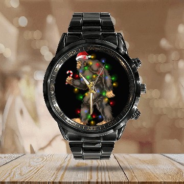 Discover Bigfoot Sasquatch Yeti Candy Cane Christmas Calendar Steel Band Watch