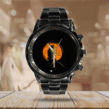 Discover samurai with his sword Calendar Steel Band Watch