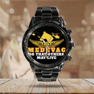 Discover US Army Medevac: Heroes in the Sky Calendar Steel Band Watch