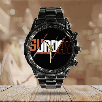 Discover text sunday with theme Tipografi eksperimental Calendar Steel Band Watch
