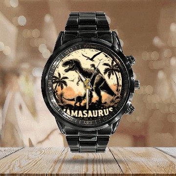 Discover Dinosaur Mamasaurus Calendar Steel Band Watch Cool Mother's Day Mom