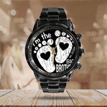 Discover I’m the big brother -newborn sibling design Calendar Steel Band Watch