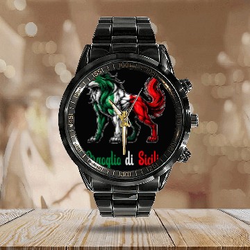 Discover The pride of Sicily Italy flag Calendar Steel Band Watch