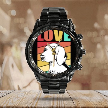 Discover Retro German Shorthaired Pointer Dog I Love My GSP Calendar Steel Band Watch