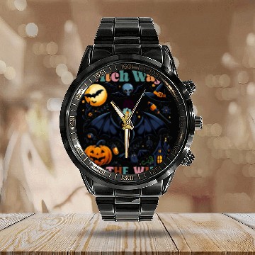 Discover Witch Way to the Wine Calendar Steel Band Watch