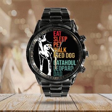 Discover Funny Dog Owner Humor Catahoula Leopard Dog Calendar Steel Band Watch