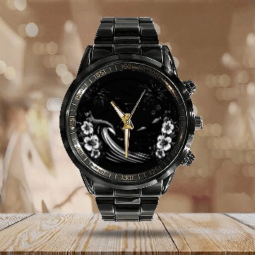 Discover Tropical Surf Vibes Calendar Steel Band Watch