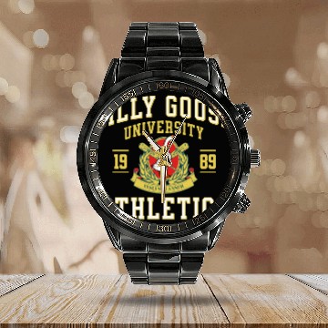 Discover Silly Goose University Athletics Funny Goose Sport Calendar Steel Band Watch