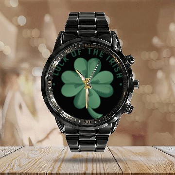 Discover Luck of the Irish Clover Design Calendar Steel Band Watch