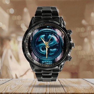 Discover Zodiac sign Pisces in cyberpunk era Future Calendar Steel Band Watch