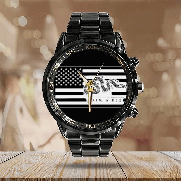 Discover Join Or Die Flag 1776 LIKE US ON FACEBOOK # Calendar Steel Band Watch