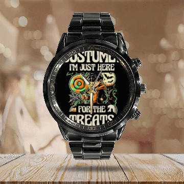 Discover Costume Im Just Here for the Treats, Halloween Fun Calendar Steel Band Watch