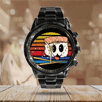 Discover Sashimi Sushi Roll Kawaii Japan Maki Sushi Calendar Steel Band Watch