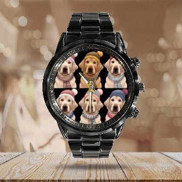 Discover Winter Golden Retriever Calendar Steel Band Watch