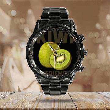 Discover Funny Saying Fruit Pun Kiwi Be Friends Calendar Steel Band Watch