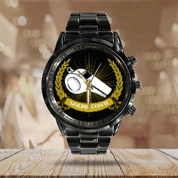 Discover Sailing Coach Sailor Funny Sailboat Humor Sayings Calendar Steel Band Watch