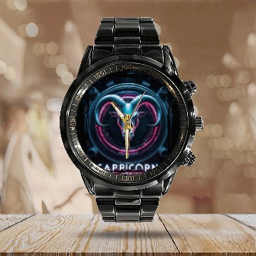 Discover Zodiac sign Capricorn in cyberpunk era Future Calendar Steel Band Watch