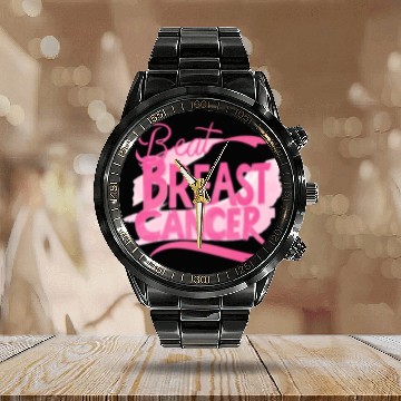 Discover Beat Breast Cancer, Together We Fight Breast Cance Calendar Steel Band Watch