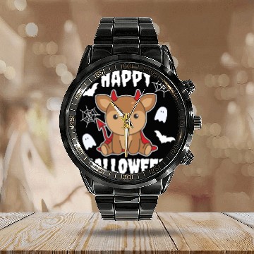 Discover Deer Happy Halloween Cute Devil Witch Costume Calendar Steel Band Watch