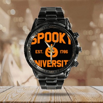 Discover Spooky University Established 1786 Pumpkin Uspooky Calendar Steel Band Watch