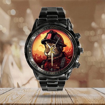 Discover Rabbit Firefighter Calendar Steel Band Watch