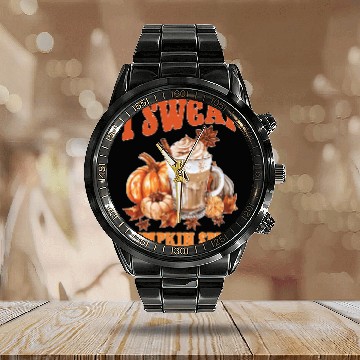 Discover I Sweat Pumpkin Spice 2 Calendar Steel Band Watch
