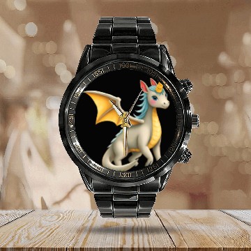 Discover Little Sweet Unicorn Dragon Calendar Steel Band Watch