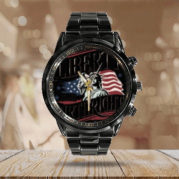 Discover Liberty is My Birthright – Elegant Freedom Design Calendar Steel Band Watch