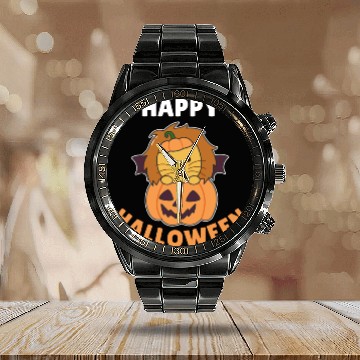 Discover Lion Happy Halloween Pumpkin Bat Costume Calendar Steel Band Watch