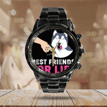 Discover Siberian Husky Dog Lover Best Friends For Life Calendar Steel Band Watch