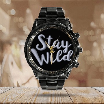 Discover Stay wild embroidered Calendar Steel Band Watch
