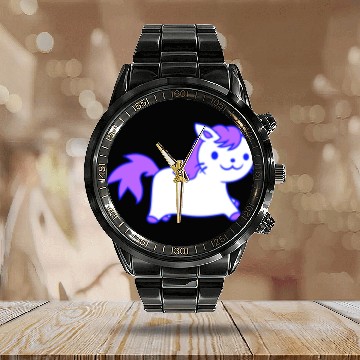 Discover Little Pony Cat Face Little Small Horse Riding Fun Calendar Steel Band Watch