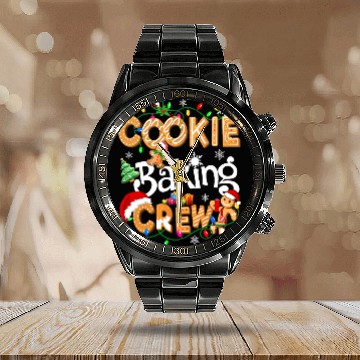 Discover Cookie baking crew Cooking Lover Xmas Gingerbread Calendar Steel Band Watch