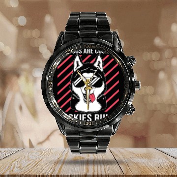 Discover Siberian Husky All Dog Are Cool Dog With Sunglass Calendar Steel Band Watch